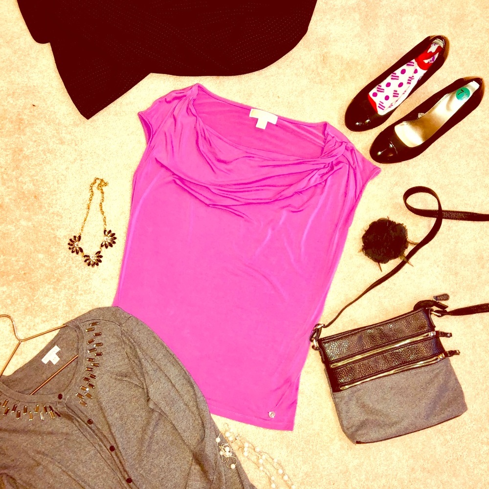 SOLD! Michael Kors draped neck pink/purple top Med